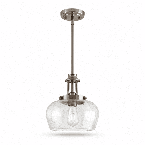 1 Pack-Brushed Nickel-Air Bubble Glass-10"(Easy to Install) Modern Pendant Light Fixture for Kitchen Island and Dining Areas