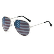 1 Pack Bulk USA America Glasses - American Flag Aviator Sunglasses - Patriotic Accesory for 4th of July - Silver