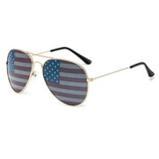 1 Pack Bulk USA America Glasses - American Flag Aviator Sunglasses - Patriotic Accesory for 4th of JulyGold