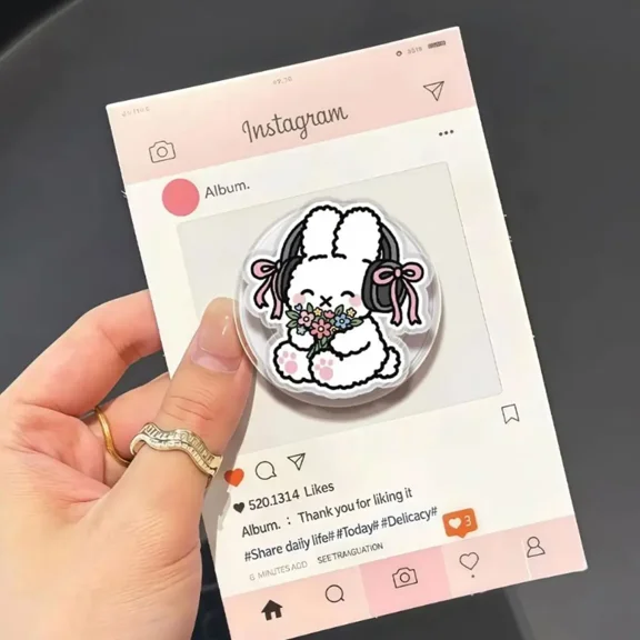 1 Pack Bunny Phone Grip: Funny Rabbits Magnetic Socket, Silly Animals Phone Grip, Girlie Gift