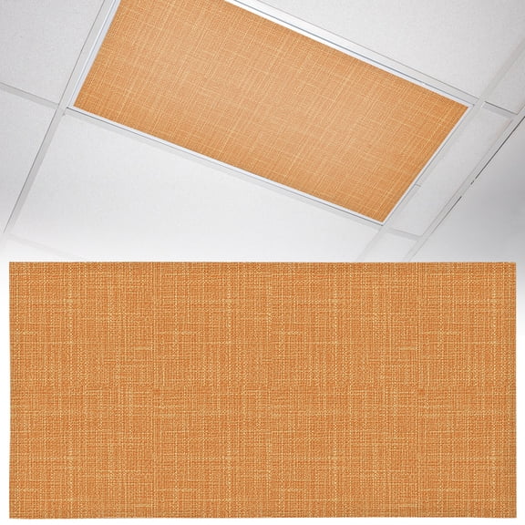 1 Pack Burnt Orange Solid Fluorescent Light Covers for Ceiling Lights Minimalist Cloth Sunset Orange Linen Texture Magnetic Ceiling Light Covers Overhead Light Filters for Office Classroom Home