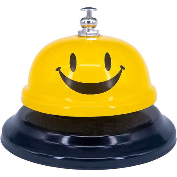 1 Pack 3.35" Yellow Call Bell for Desk, Hotel, School, Pet Training - Durable Metal Service Bell with Crisp Sound