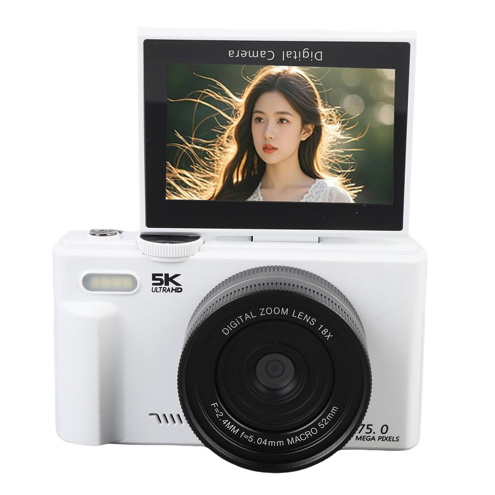 1 Pack Camera, 5K 75MP Vlogging Camera with 18X Optical , Autofocus, 3 ...