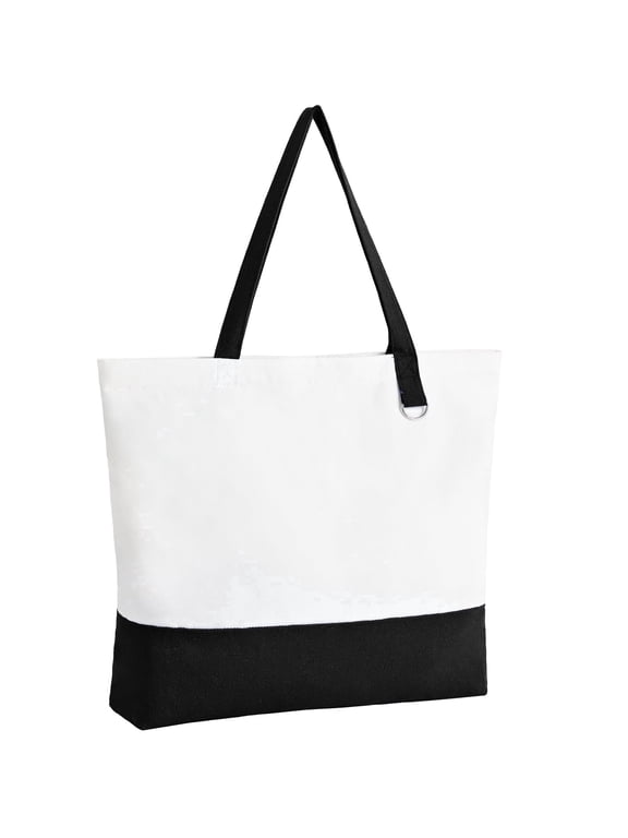 Canvas Tote Bag with Zipper, Large Reusable Shopping Tote for Travel & Diy Craft