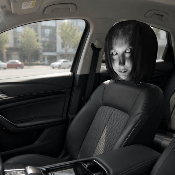 1 Pack Car Headrest Cover, Scary Face Printing Car Seat Headrest Cover 9.84in, 2026 Funny Face Masque Head Rest Protector for Auto Vehicle Truck