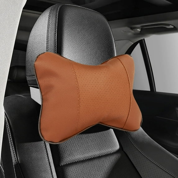 1 Pack Car Headrest Pillow PU Leather Car Neck Pillow for Driving Seat Breathable Automotive Neck Support Adjustable Cute Auto Neck Pillow Neck Shoulder Pain Relief for Travel(Multicolour)