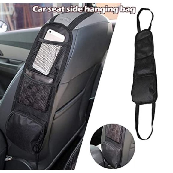 1-Pack Car Seat Side Back Storage Organizer - Multi-Pocket Mesh Hanging Bag for Efficient In-Car Organization, Perfect for Phones, Drinks, and More in Cars, SUVs, and Trucks TIKA