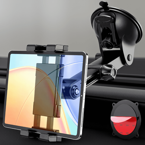 1-Pack Car Tablet Mount, Long Arm Suction Cup Holder for Dashboard and Windshield, Fits 5-17 Inch Tablets, Compatible with Truck SUV Semi