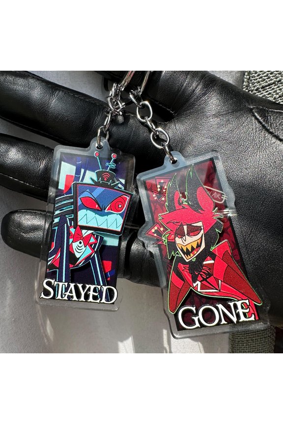 1 Pack Cartoon Demon Hotel Radio and TV Rival 3D Acrylic Keychain Set Anime Fan Gift
