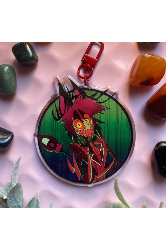 1 Pack Cartoon Demon Radio Host XL Large Acrylic Keychain Charm Anime Bag Accessory Fan Gift