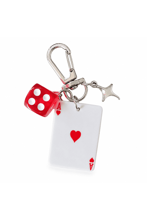 1 Pack Casino Themed Poker Dice Keychain, Bag Charm Key Ring