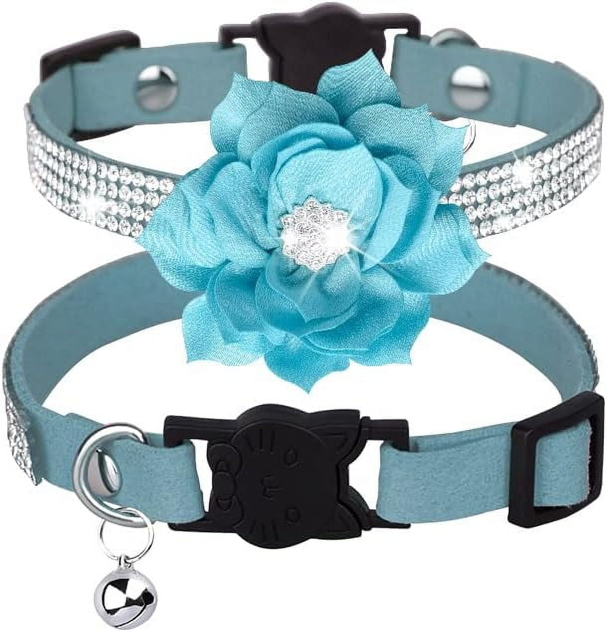 1 Pack Cat Collars,Rhinestone for Girl Cats Bling Kitten Flower
