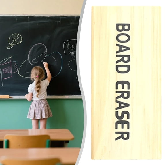 1 Pack Chalkboard Erasers, Wood Felt Chalk Eraser Blackboard Chalk Cleaner, Dustless Wood Chalk Eraser Chalkboard Duster for Classroom Teachers