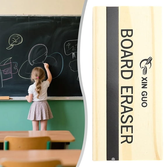 1 Pack Chalkboard Erasers, Wood Felt Chalk Eraser Blackboard Chalk Cleaner, Dustless Wood Chalk Eraser Chalkboard Duster for Classroom Teachers