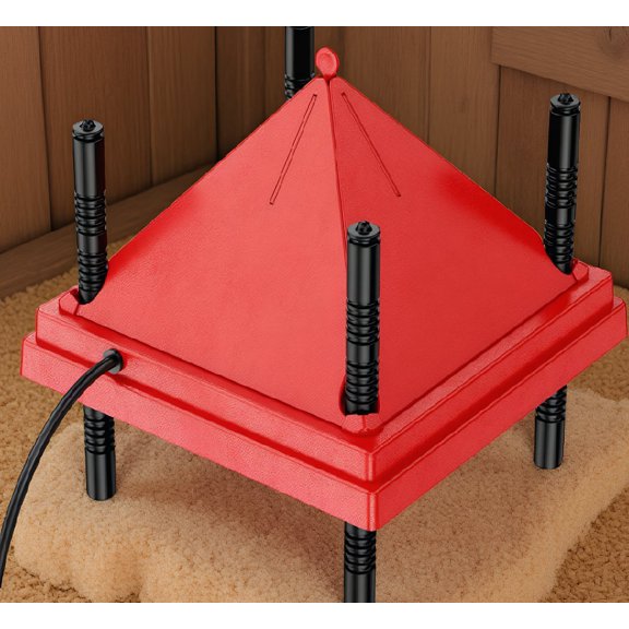 1 Pack Chick Brooder Heating Plate with Anti-Roost Cone, 4 Adjustable , Radiant Heat, 10x10 Inch, Red