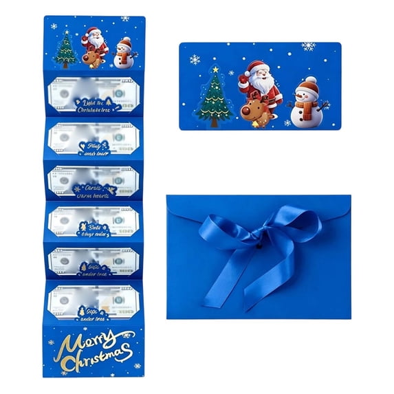 1 Pack Christmas Money Holders for Christmas Cash Gifts, 6 Slots Christmas Gift Card Money Holders with Envelopes Surprise Cash Gift Card Holders for Xmas Party Supplies