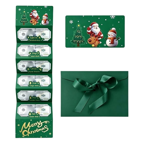 1 Pack Christmas Money Holders for Christmas Cash Gifts, 6 Slots Christmas Gift Card Money Holders with Envelopes Surprise Cash Gift Card Holders for Xmas Party Supplies