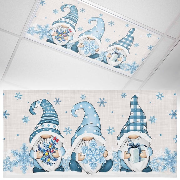 1 Pack Christmas Snowflake Fluorescent Light Covers for Ceiling Lights Dwarf Elf Gift Magnetic Ceiling Light Covers Overhead Light Filters for Office Classroom Home