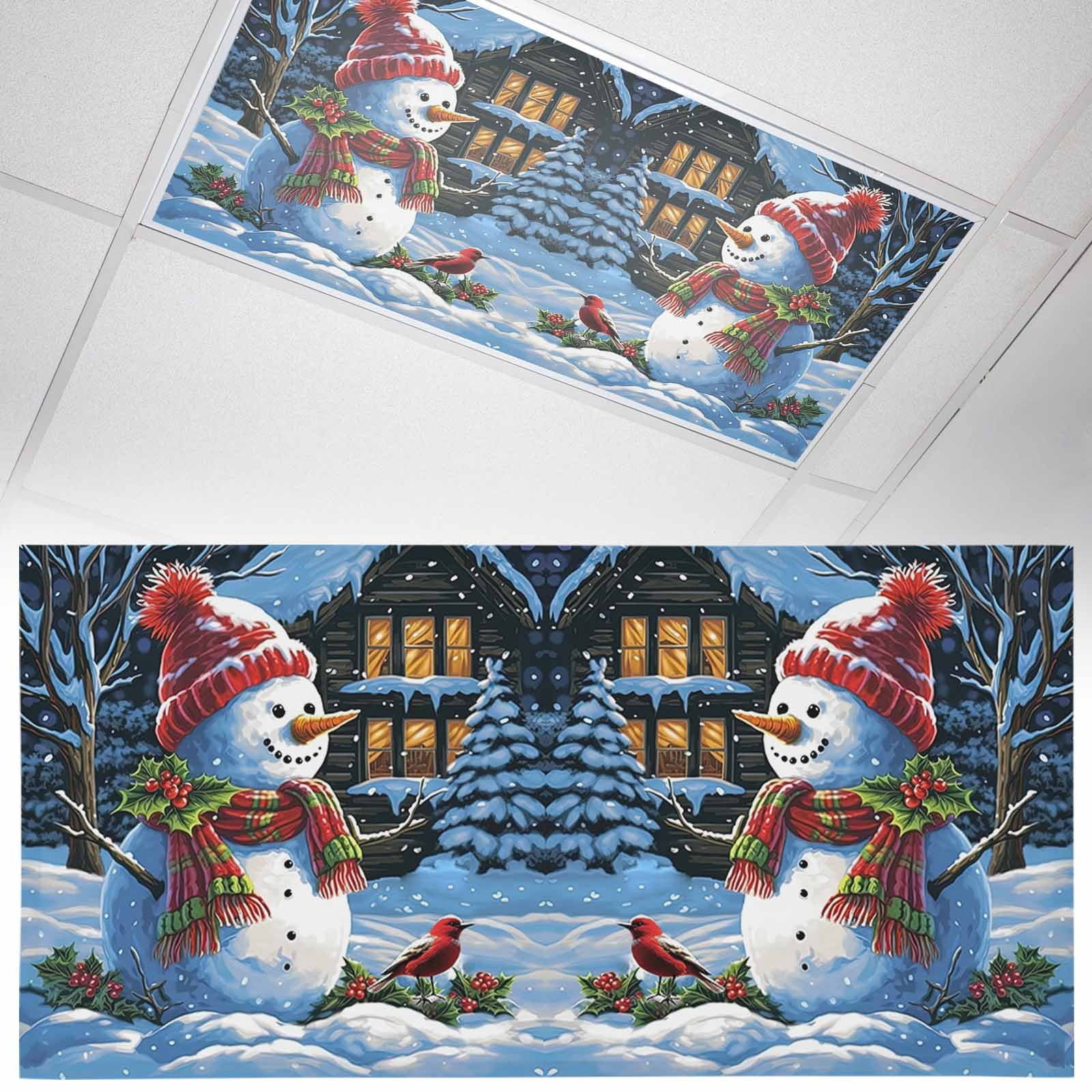 1 Pack Christmas Snowman Fluorescent Light Covers for Ceiling Lights ...