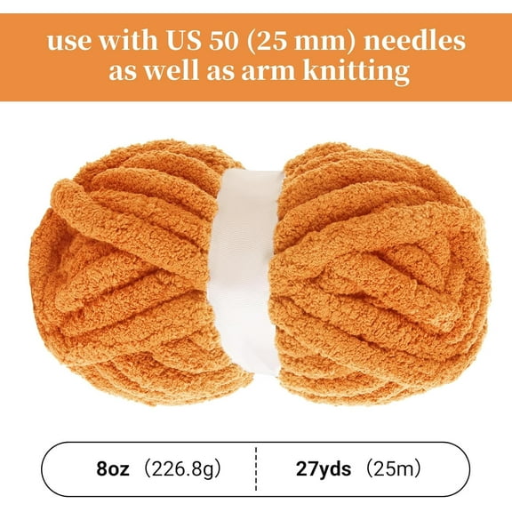 1 Pack Chunky Chenille Yarn for Crocheting & Knitting, 27yds 8 oz Each Skein Soft Fluffy Kitting Yarn Set, Thick Velvet Plush Yarn for Handcrafts Weaving Making Blankets