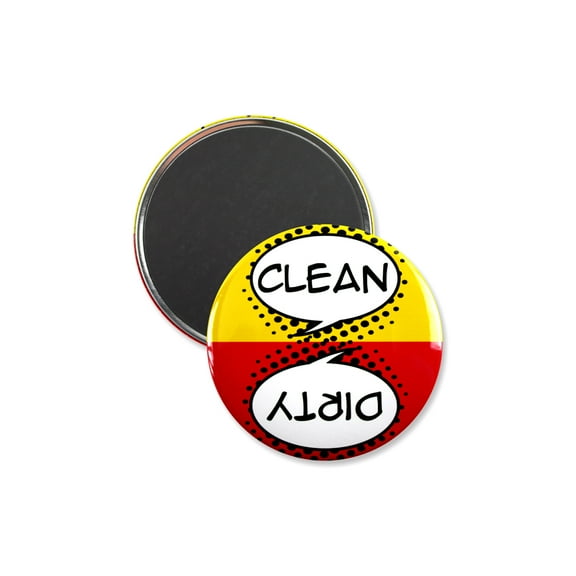 1 Pack - Clean / Dirty Dishwasher Comic Book Organized Kitchen Houseware Magnet - 3 Inch