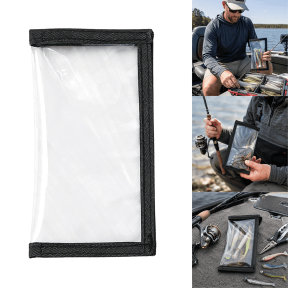 1 Pack Clear PVC Fishing Lure Wraps, Soft Plastic Bait Storage Bag with Hook and Loop Closure, Transparent Lure Wraps Cover for Soft Baits Hooks, Dual Size Fishing Tackle Organizer Pouch B