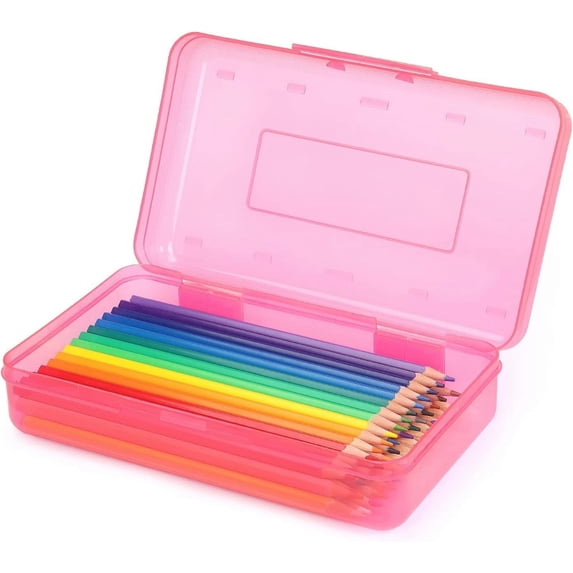 Plastic Translucent Pencil Box,Pencil Cases with Snap-Tight Lid for Pens, Pencils, School Supplies,Office Supplies