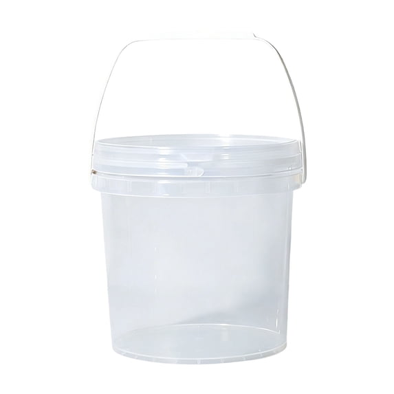 1 Pack Clear Plastic Bucket with Lid and Handle (3L) Ice Cream Tub with Lids, Round Plastic Pail Container, Freezer Food Storage Containers