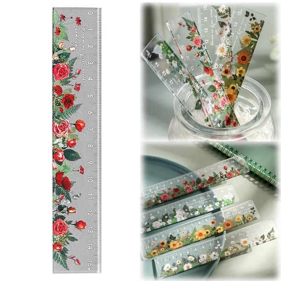 1 Pack Clear Plastic Rulers 6 Inch, Aesthetic Acrylic Small Ruler, Measuring Drafting Metric Bulk Ruler with Centimeters, #A