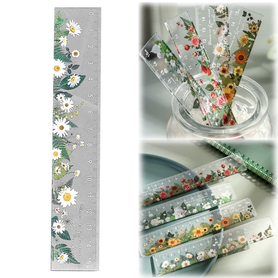 1 Pack Clear Plastic Rulers 6 Inch, Aesthetic Acrylic Small Ruler, Measuring Drafting Metric Bulk Ruler with Centimeters, #B