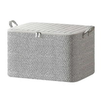 1 Pack Clothes Storage Bins with Metal Frame, Fabric Stackable Storage Bags with Lids, Foldable Clost Organizers for Store Blankets Clothes Pillows Quilts