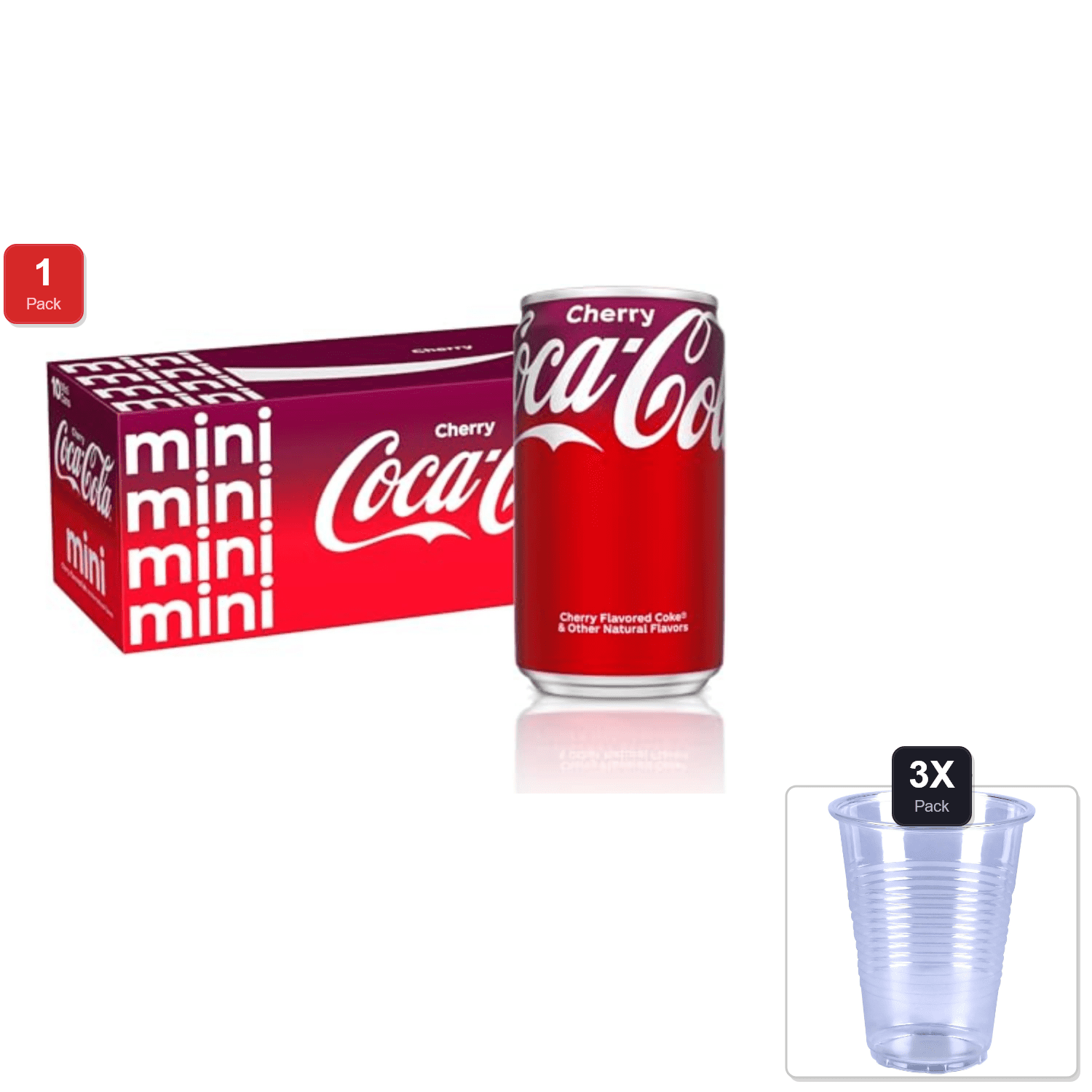 1 Pack | Coca-Cola Cherry Can, 7.5 Fl Oz & 3x 9oz Disposable