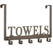 Sandblasted Coffee Color Manganese Steel Over the Door Towel Rack 5 Hooks