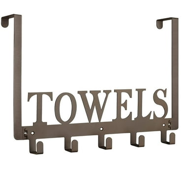 Sandblasted Coffee Color Manganese Steel Over the Door Towel Rack 5 Hooks