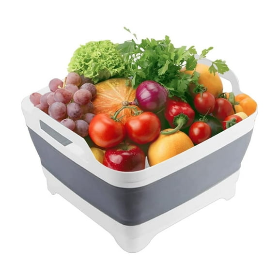 1 Pack Collapsible Wash Basin, 9L Large Collapsible Dish Tub with Drain Plug 2.4 Gallons Portable Sink Dish Basin Foldable Dishpan Space Saving for RV, Camping Dish Washing Tub