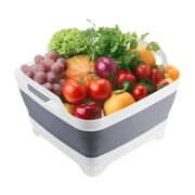 1 Pack Collapsible Wash Basin, 9L Large Collapsible Dish Tub with Drain Plug 2.4 Gallons Portable Sink Dish Basin Foldable Dishpan Space Saving for RV, Camping Dish Washing Tub