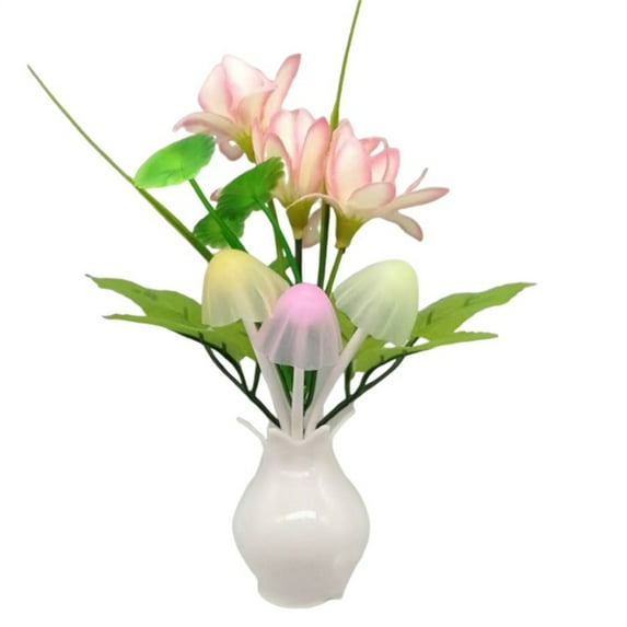 1 Pack Color-Changing Lily Nightlight,Light-Controlled Colorful Nightlight,Night Light Plug in LED Energy Saving Lamp,Plug-in Night Light,Mushroom Night Light for Bedroom (Multi-Color)