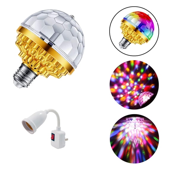 1 Pack Colorful Magic Rotating Ball Light, LED Plug in Disco Ball Light, RGB Disco Light Bulb, Party Lights Dj Disco Lights with Sockets for Home Room Dance Party Bar Karaoke