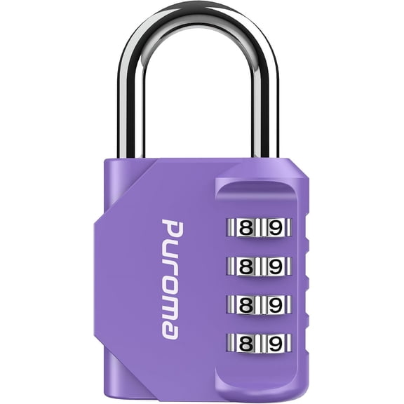 1 Pack Combination Lock for Locker 4 Digit Outdoor Waterproof Padlock for School, Gym, Sports, Fence, Toolbox, Gate, Case, Outdoor, Hasp Storage (Purple)