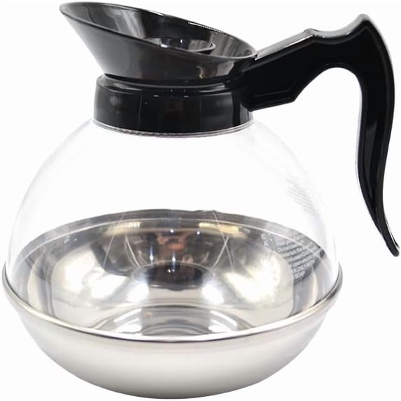 1 Pack Commercial Coffee Decanter 64oz 1.8L 12 Cup (Black), Polycarbonate Plastic Body with Stainless Steel Bottom & Ergonomic Handle, Perfect for Serving Coffee at various commercial occasions