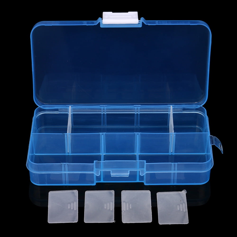 2-Pack Clear Plastic Bead Organizer Box With 15 Adjustable Grids - For Crafts, Jewelry, Fishing Tackle