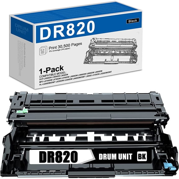 1-Pack Compatible Super High Yield DR820 DR-820 Drum Unit: Replacement for DR 820 DCP-L5500DN L5600DN HL-L6250DW L6200DW L6300DW Printer Cartridge, DR820 Black