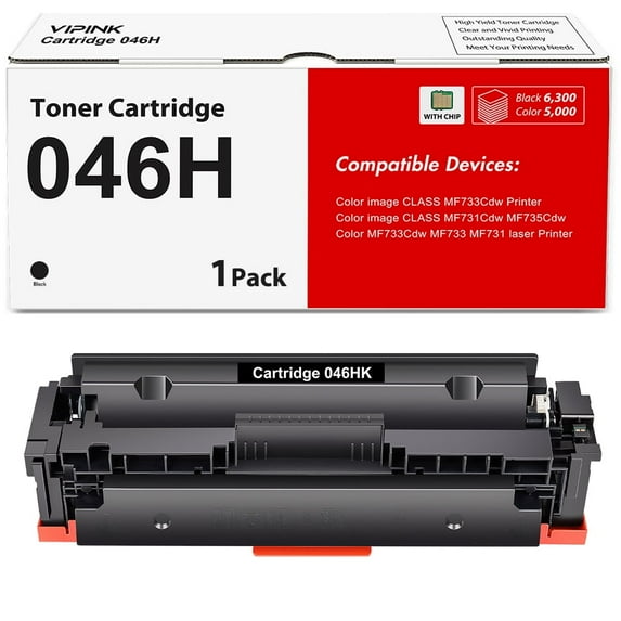 1-Pack Compatible for Canon CRG 046 CRG046H Black Toner Cartridge Canon 046H 046HK Image CLASS MF731Cdw MF733Cdw MF735Cdw Printer