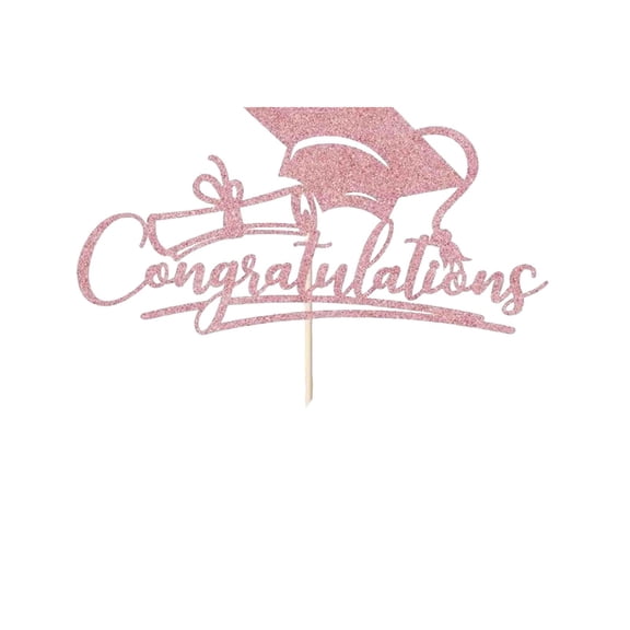 1 Pack 'Congratulations' Graduation Cake Topper, Acrylic Cake Decoration with Bachelor Cap Theme, for Graduation Parties and Celebrations, 20cm (Rose Gold)