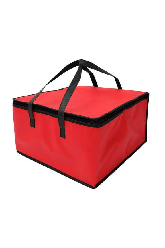 1 Pack Cooler Bag and Insulated Grocery Bags for Food Delivery, Collapsible Cooler. Reusable Shopping Bags for Groceries with Hard Bottom, Zippered Top, Foldable, Heavy-Duty (Red)