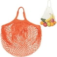thumbnail image 1 of 1-Pack Cotton Mesh Bag, Reusable Washable Mesh Net String Grocery Bags, Reusable Produce Bags with Handle, Net Tote Bag for Fruits/Vegetables Shopping [Orange, Short Handle], 1 of 5
