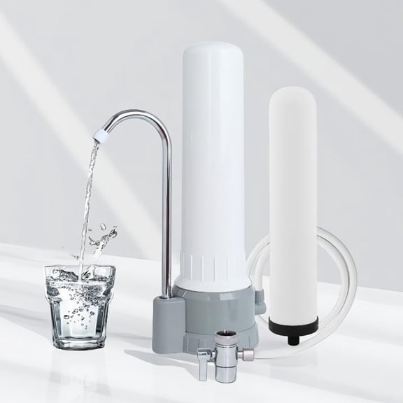 1-Pack Countertop Water Filter, 5-Stage Filtration System, 8000 Gallon Capacity, Washable Filter , White