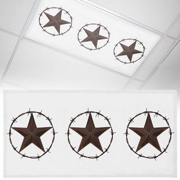 1 Pack Country Star Texture Fluorescent Light Covers for Ceiling Lights Western Farm Traditional Texas Style Magnetic Ceiling Light Covers Overhead Light Filters for Office Classroom Home