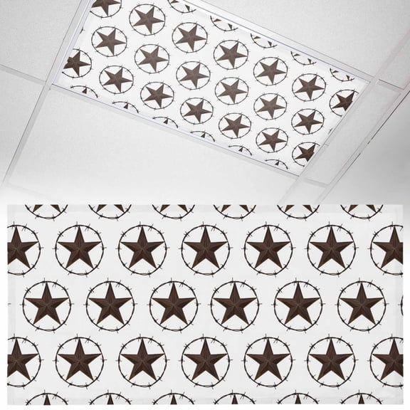 1 Pack Country Star Texture Fluorescent Light Covers for Ceiling Lights Western Metal Traditional Texas Style Magnetic Ceiling Light Covers Overhead Light Filters for Office Classroom Home