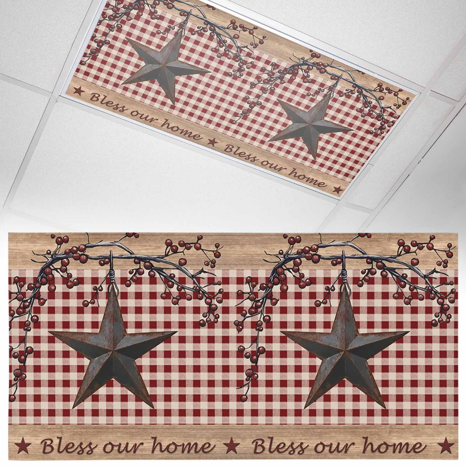 1 Pack Country Stars Fluorescent Light Covers for Ceiling Lights ...